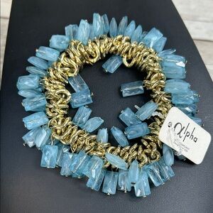 Alpha Gold and Blue Women's Stretch Bracelet